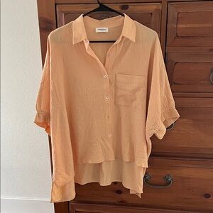 Anniewear Women's Orange Blouse With Dolman Sleeves NWOT